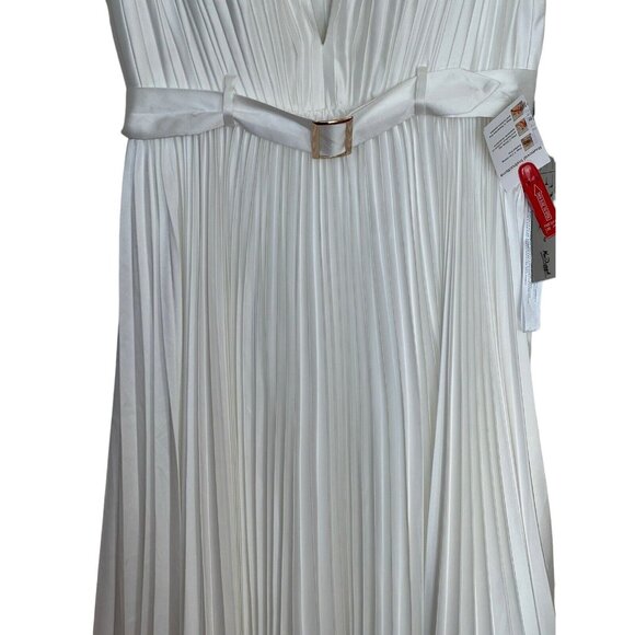 Elegant White Pleated Dress - Picture 7 of 14